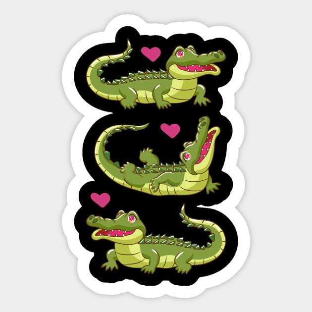 Crocodile Love Heart Aligator Wildlife Sticker by MooonTees